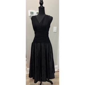 Whimsigoth Vintage SL Fashions Party Dress Full Embroidered Skirt Ruched Size 10